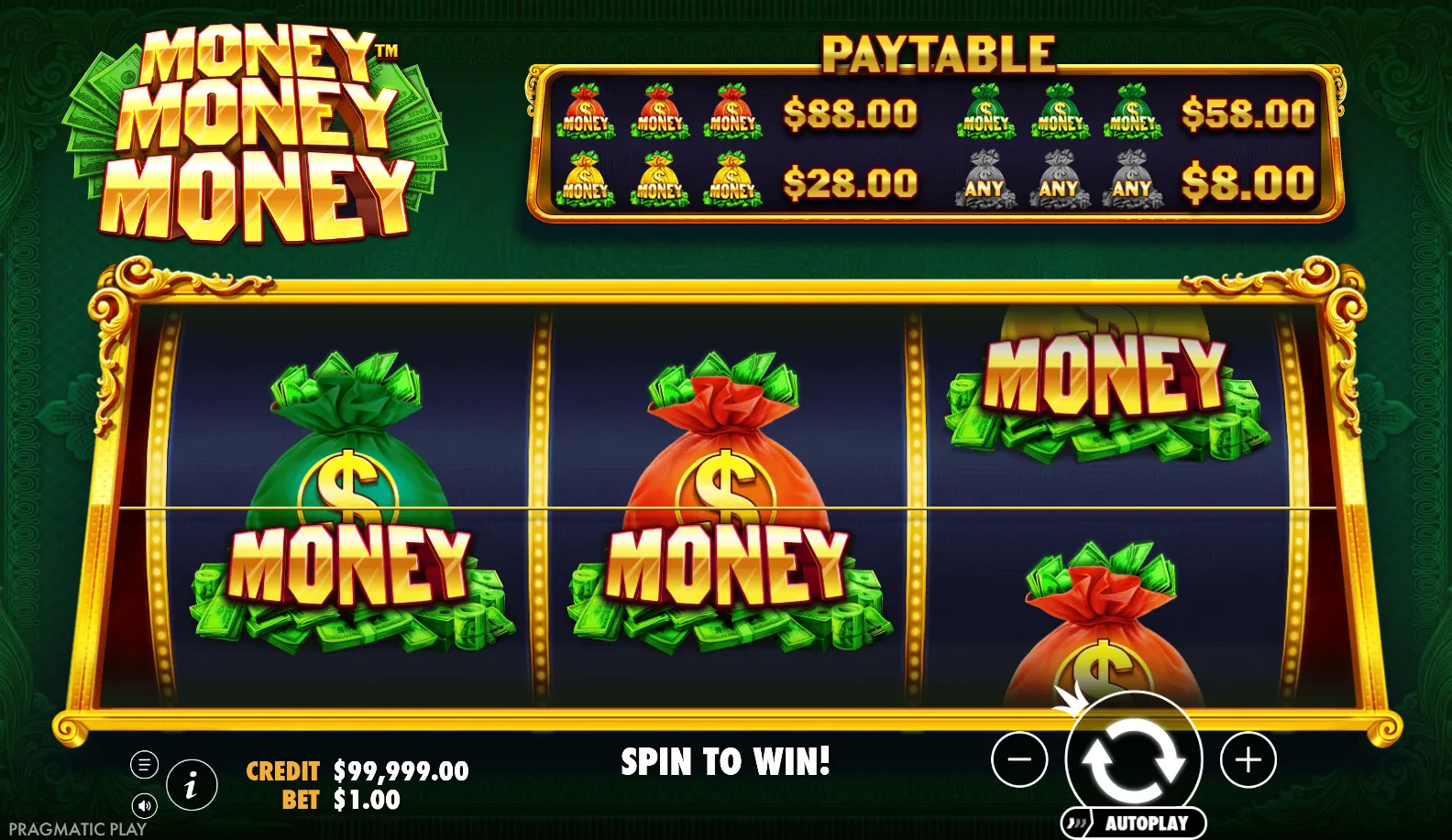 Money Money Money slot gameplay screenshot