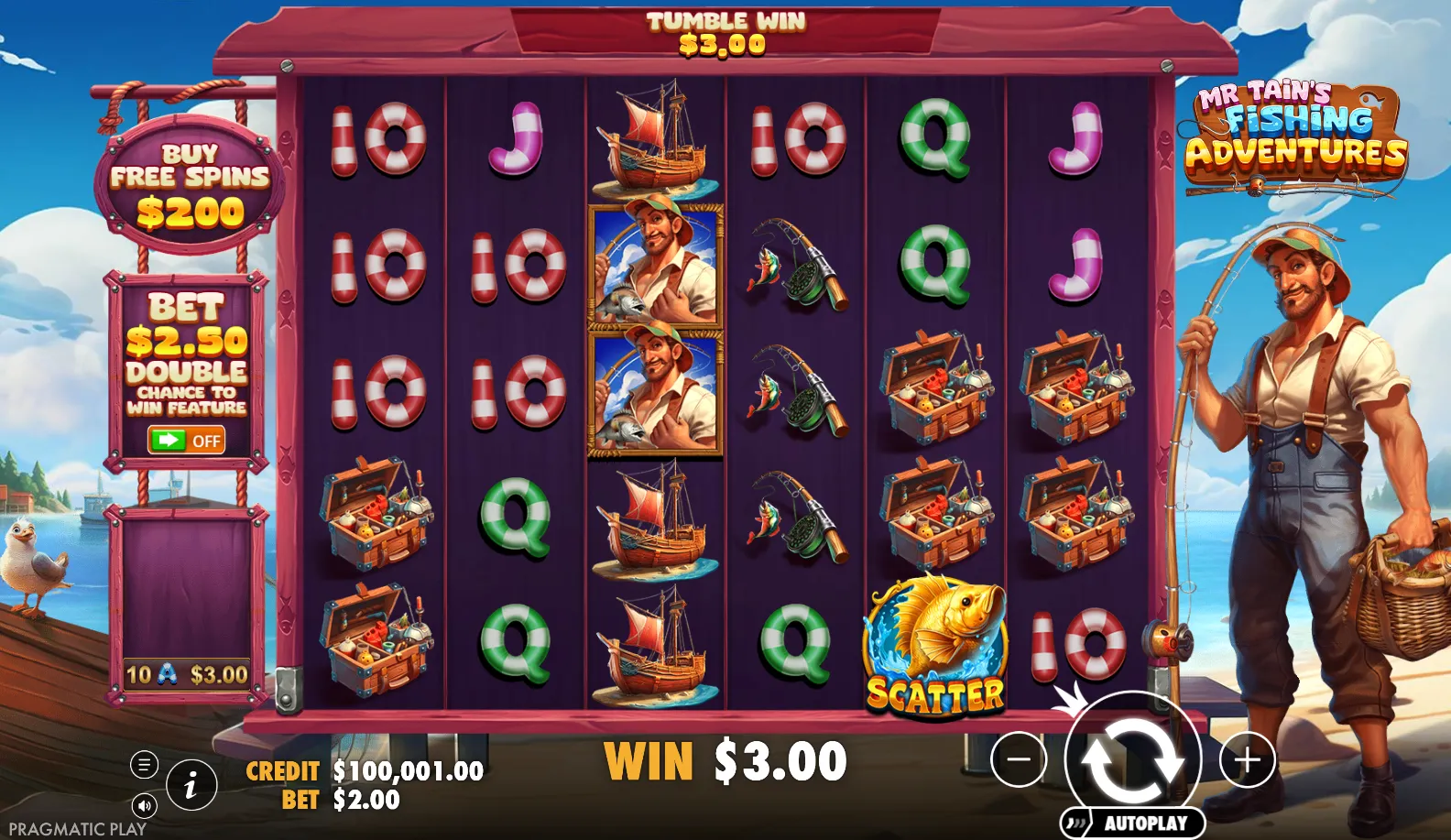 Mr Tain's Fishing Adventures slot gameplay screenshot