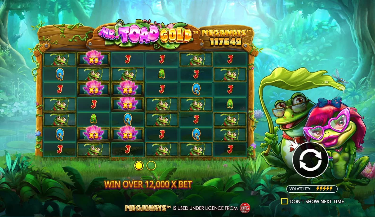Mr. Toad Gold Megaways slot gameplay screenshot