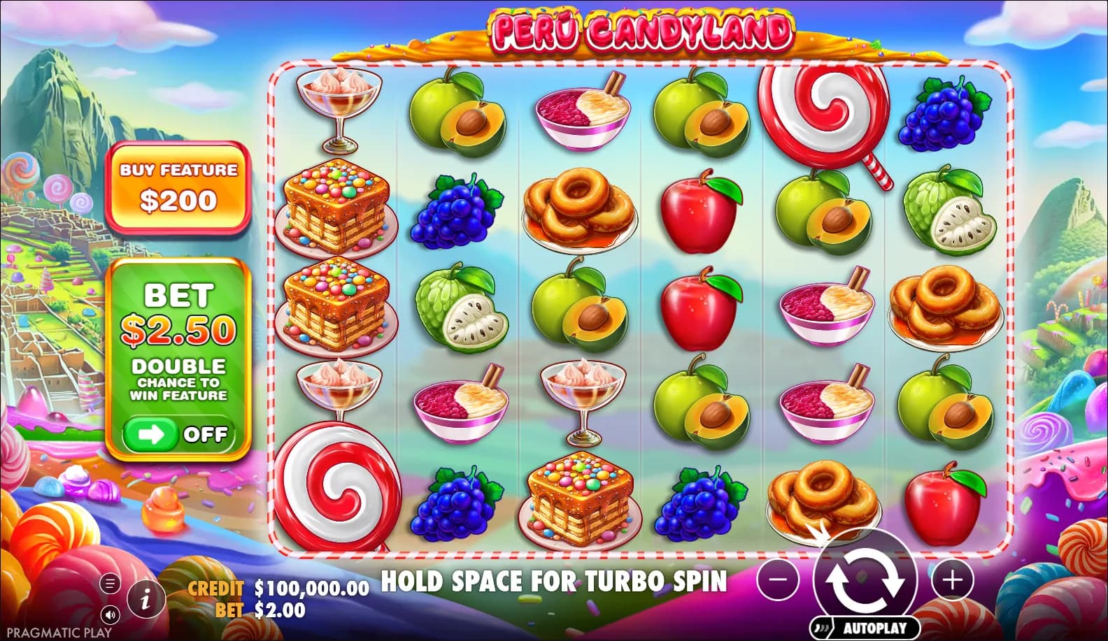 Peru Candyland slot gameplay screenshot