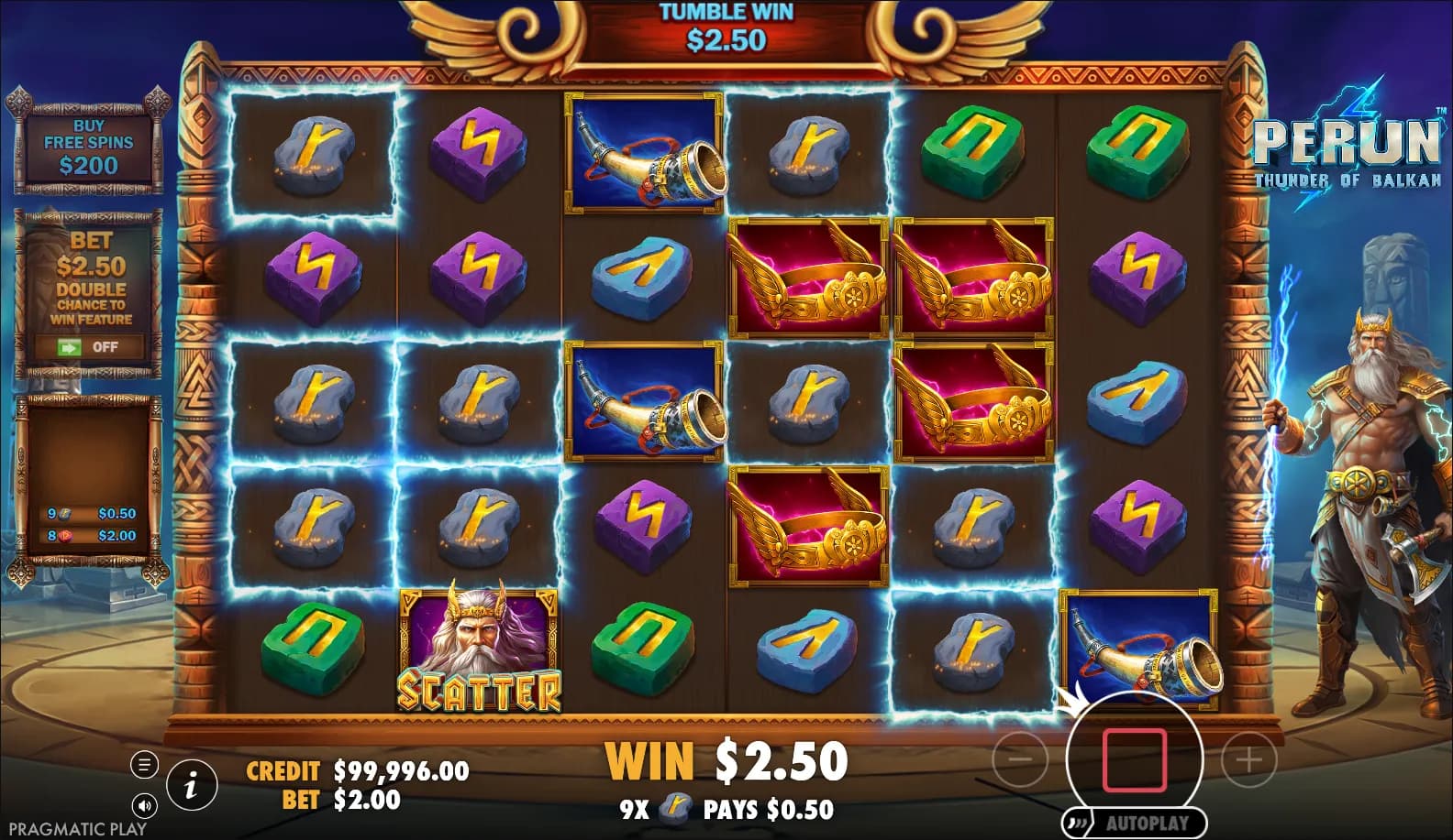 Perun - Thunder of Balkan slot gameplay screenshot