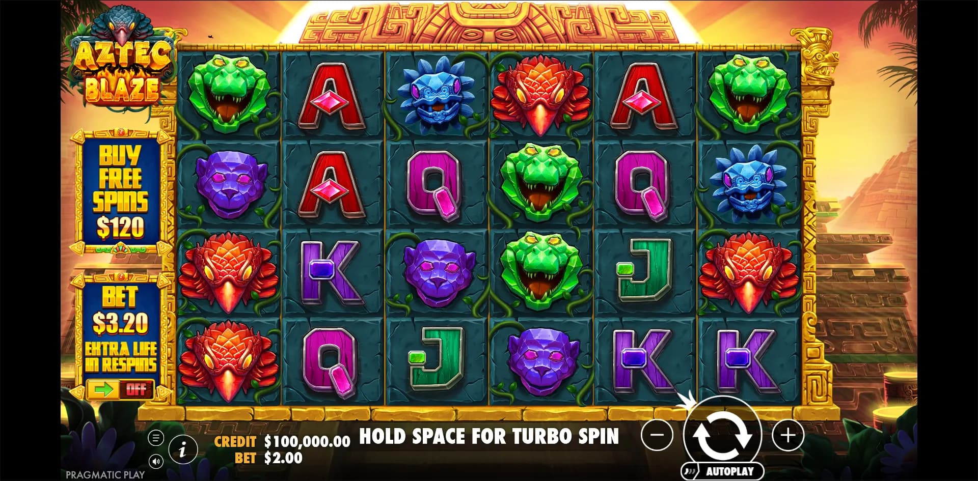 Aztec Blaze slot gameplay screenshot