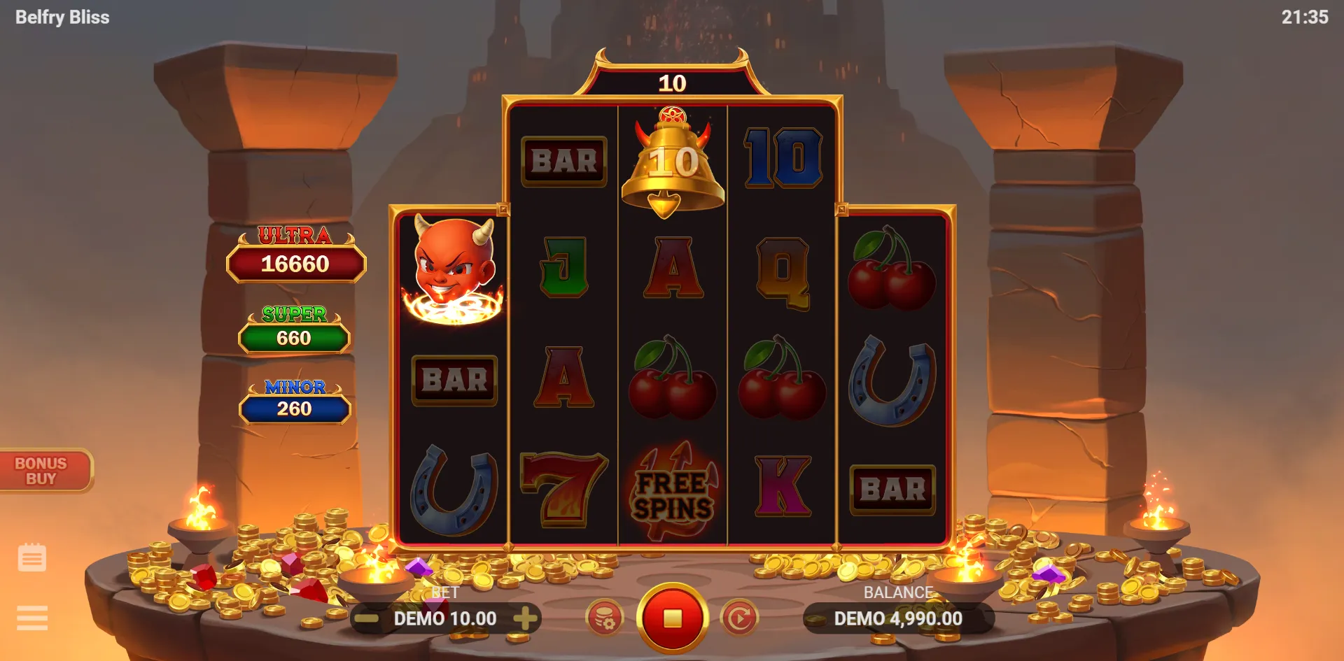 Belfry Bliss slot gameplay screenshot