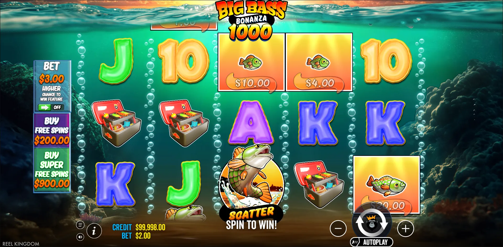 Big Bass Bonanza 1000 slot gameplay screenshot