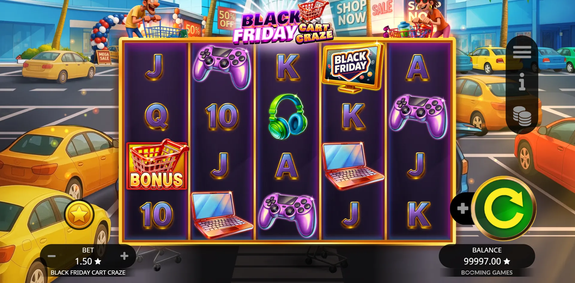 Black Friday Cart Craze - Free Spins active on Booming Games's Shopping slot