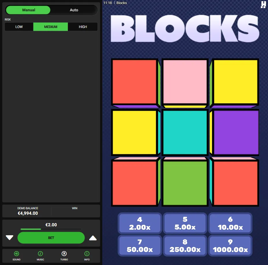 Blocks slot gameplay screenshot