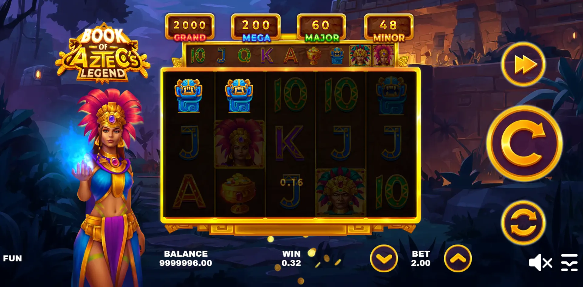 Book of the Aztec's Legend slot gameplay screenshot