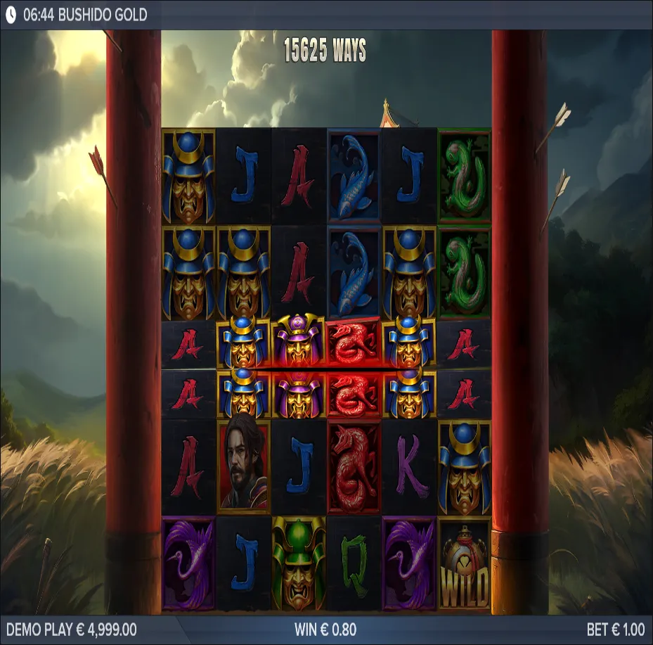 Bushido Gold slot gameplay screenshot