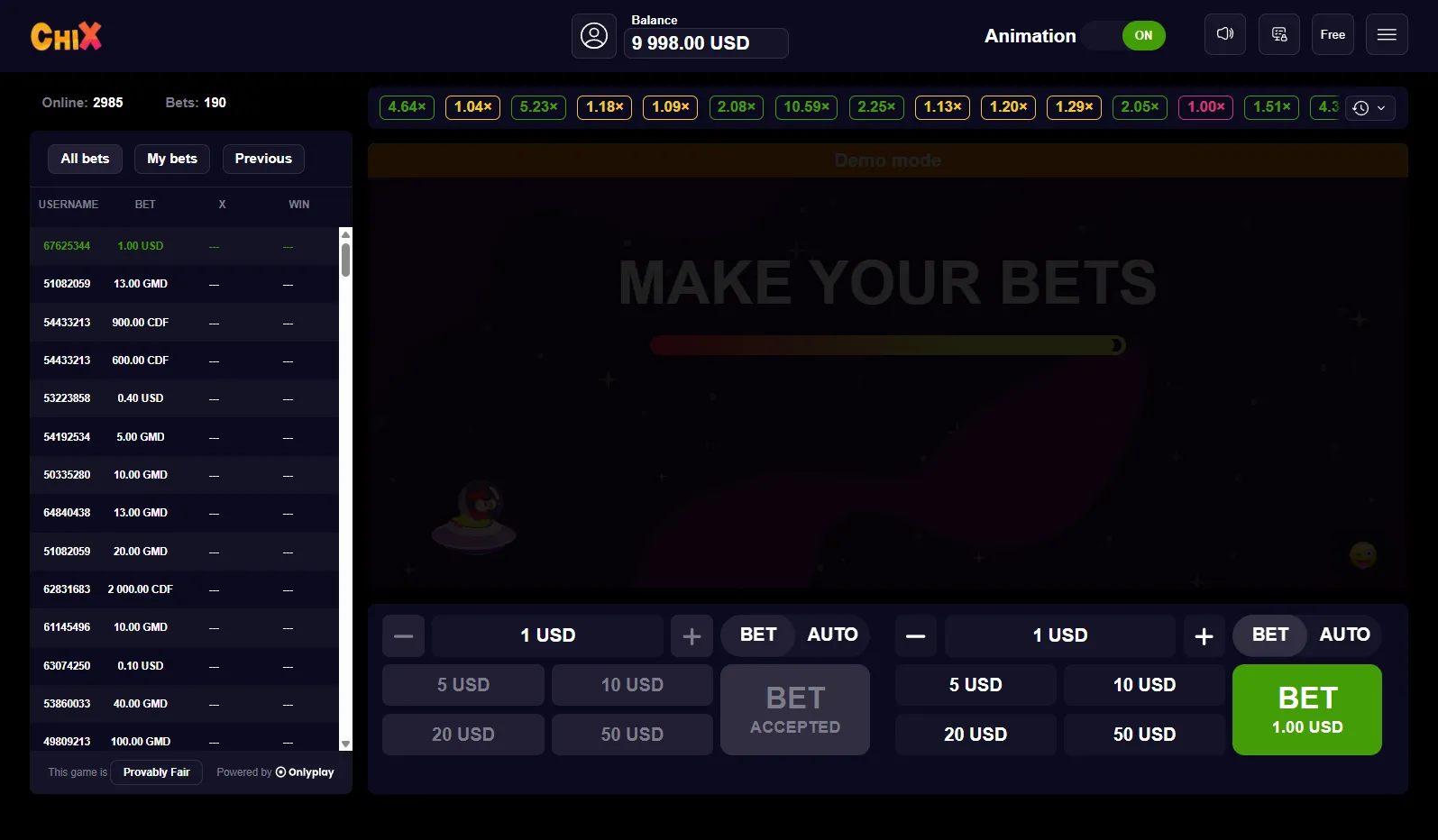 ChiX slot gameplay screenshot