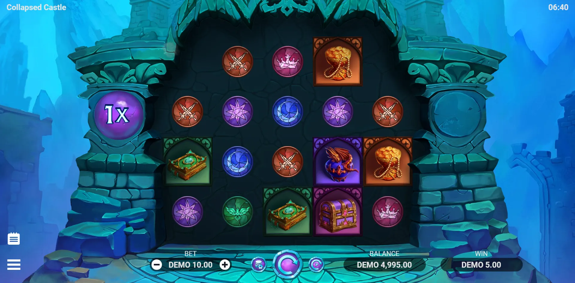 Collapsed Castle slot gameplay screenshot