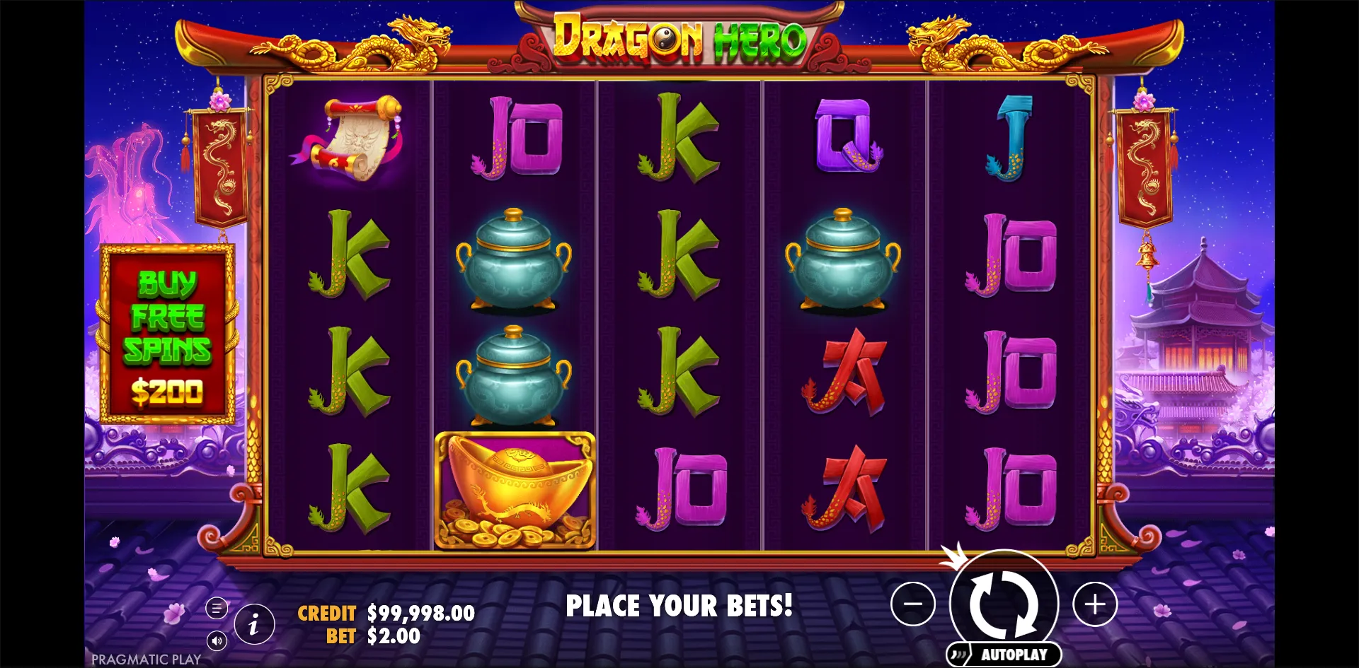 Dragon Hero slot gameplay screenshot