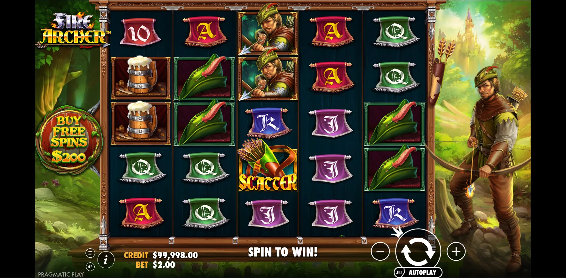 Fire Archer slot gameplay screenshot