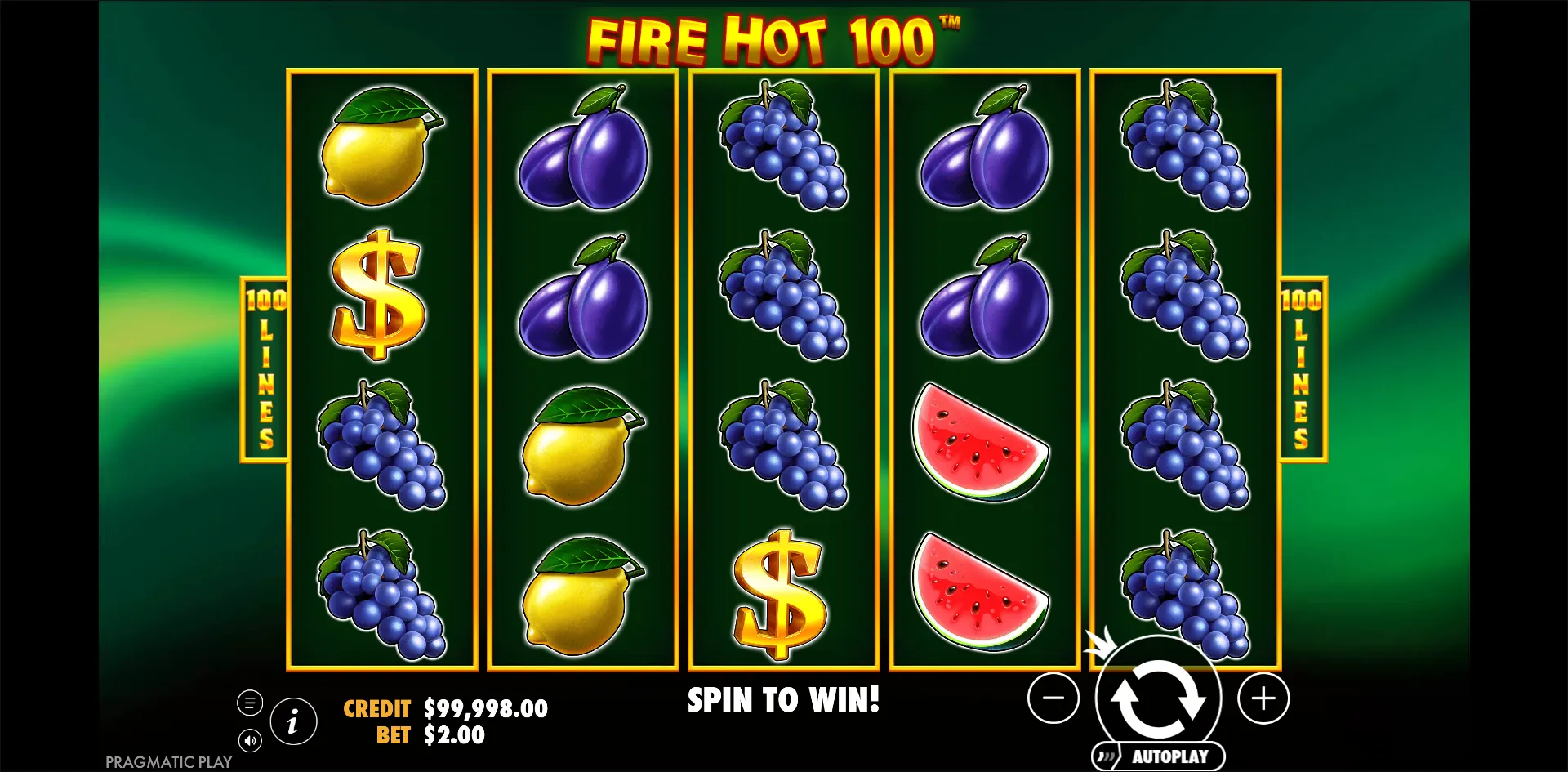 Fire Hot 100 slot gameplay screenshot