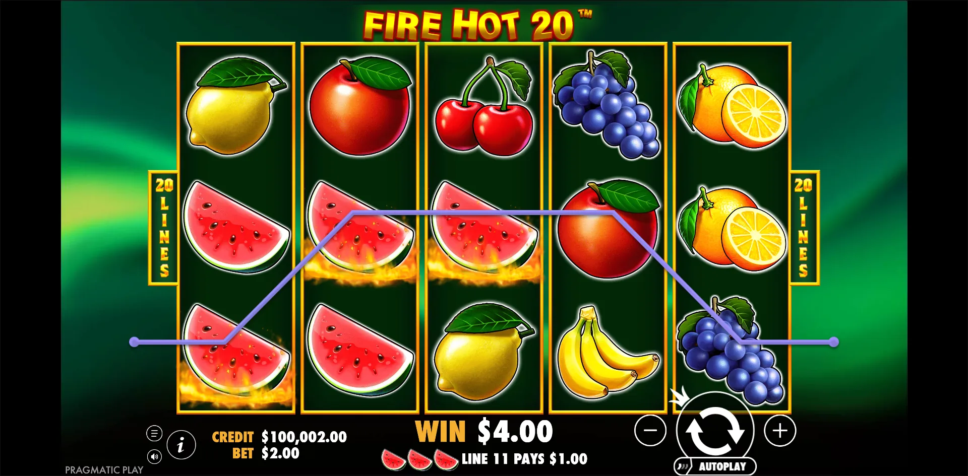 Fire Hot 20 slot gameplay screenshot