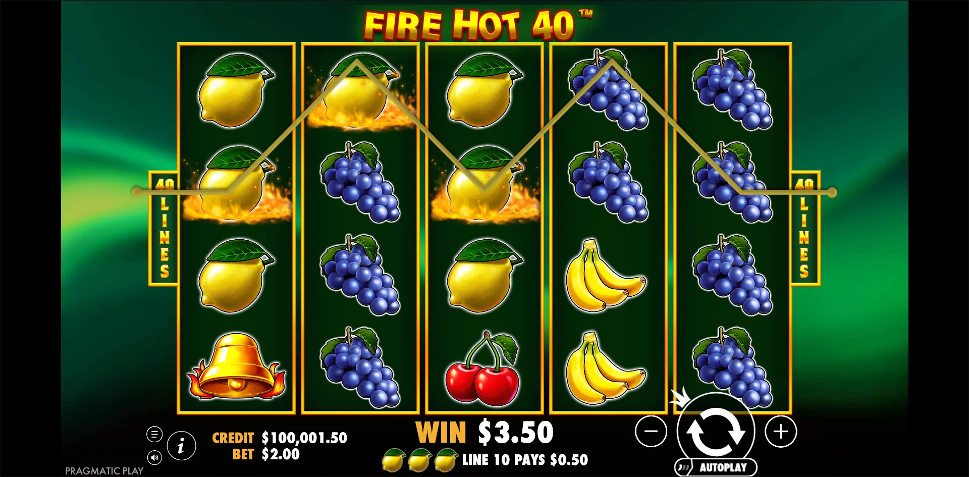 Fire Hot 40 slot gameplay screenshot