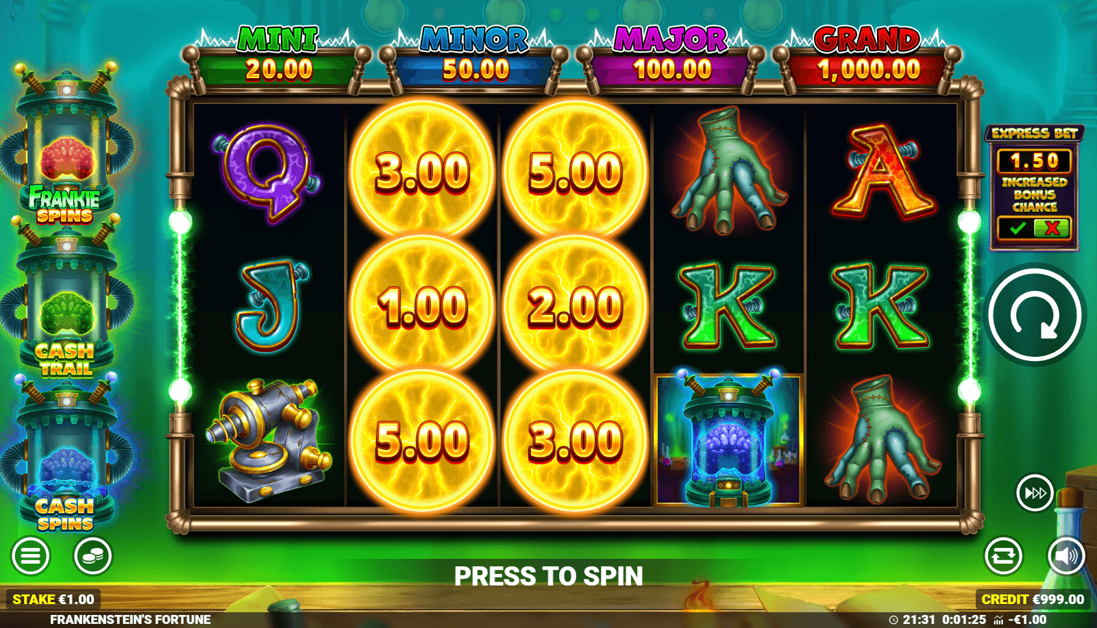 Frankenstein's Fortune gameplay screenshot