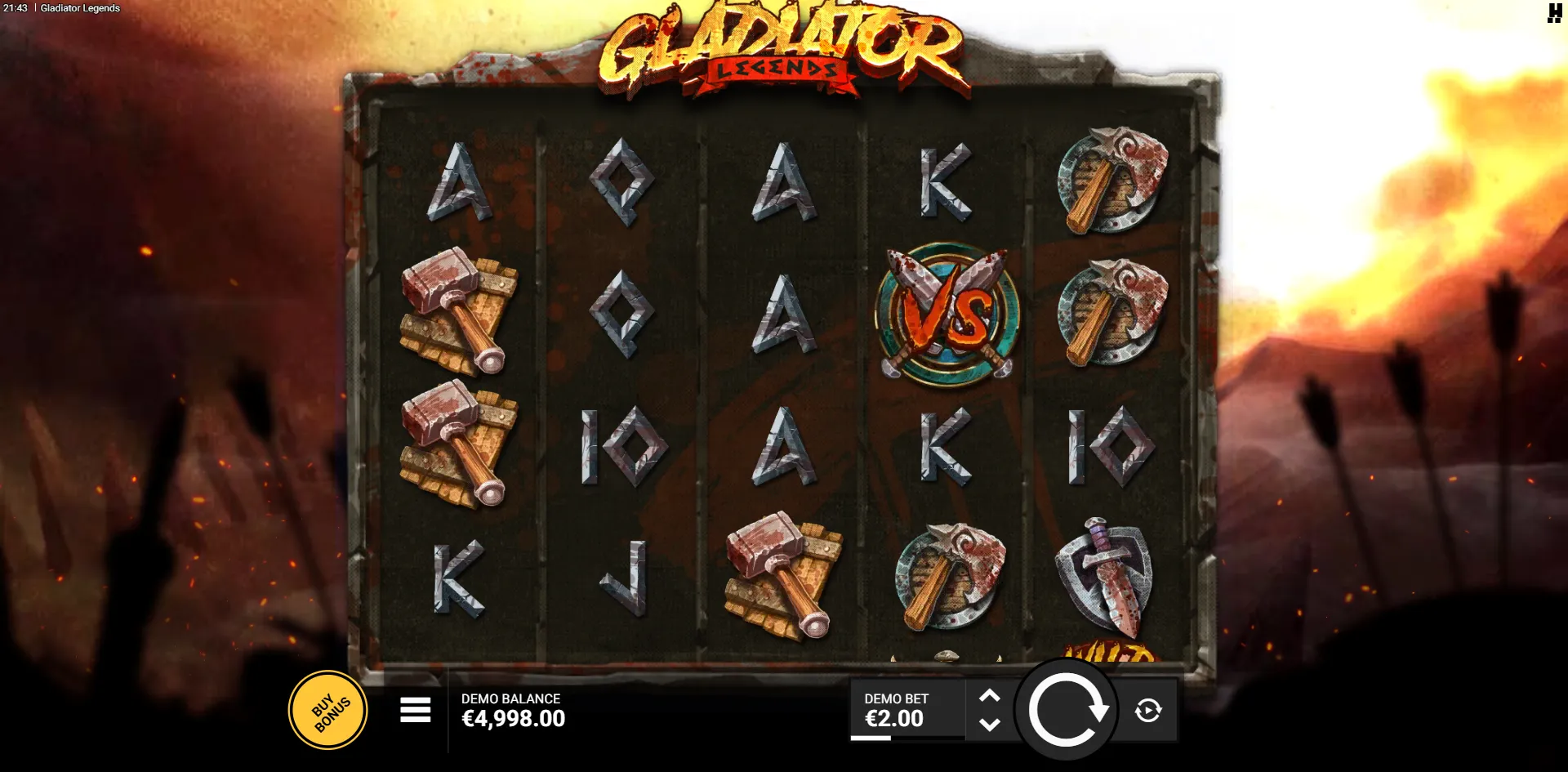 Gladiator Legends slot gameplay screenshot