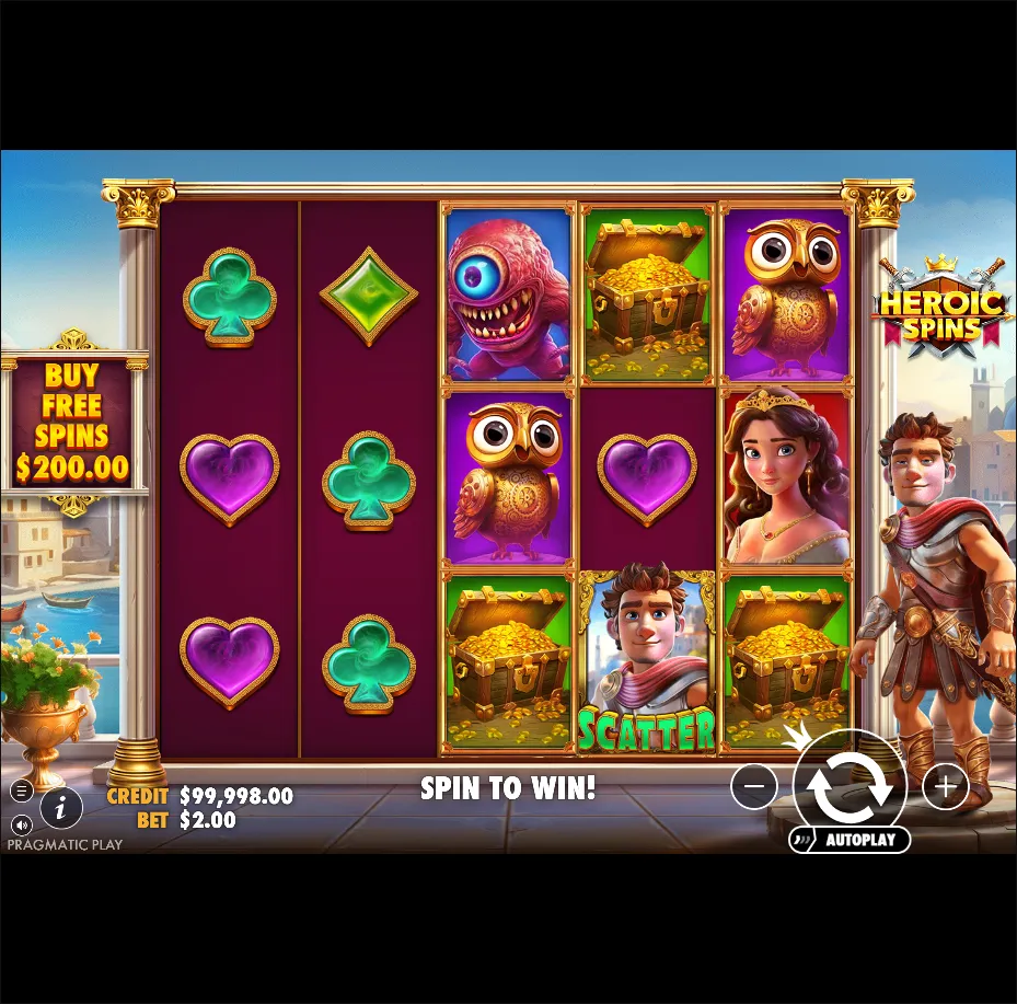 Heroic Spins slot gameplay screenshot