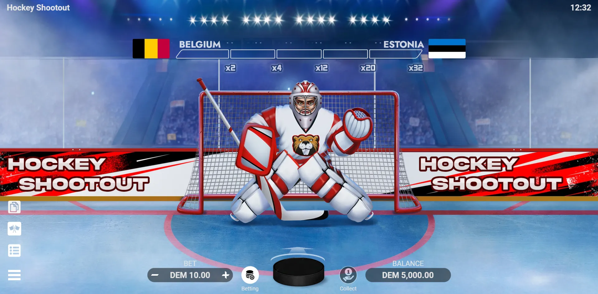 Hockey Shootout slot gameplay screenshot