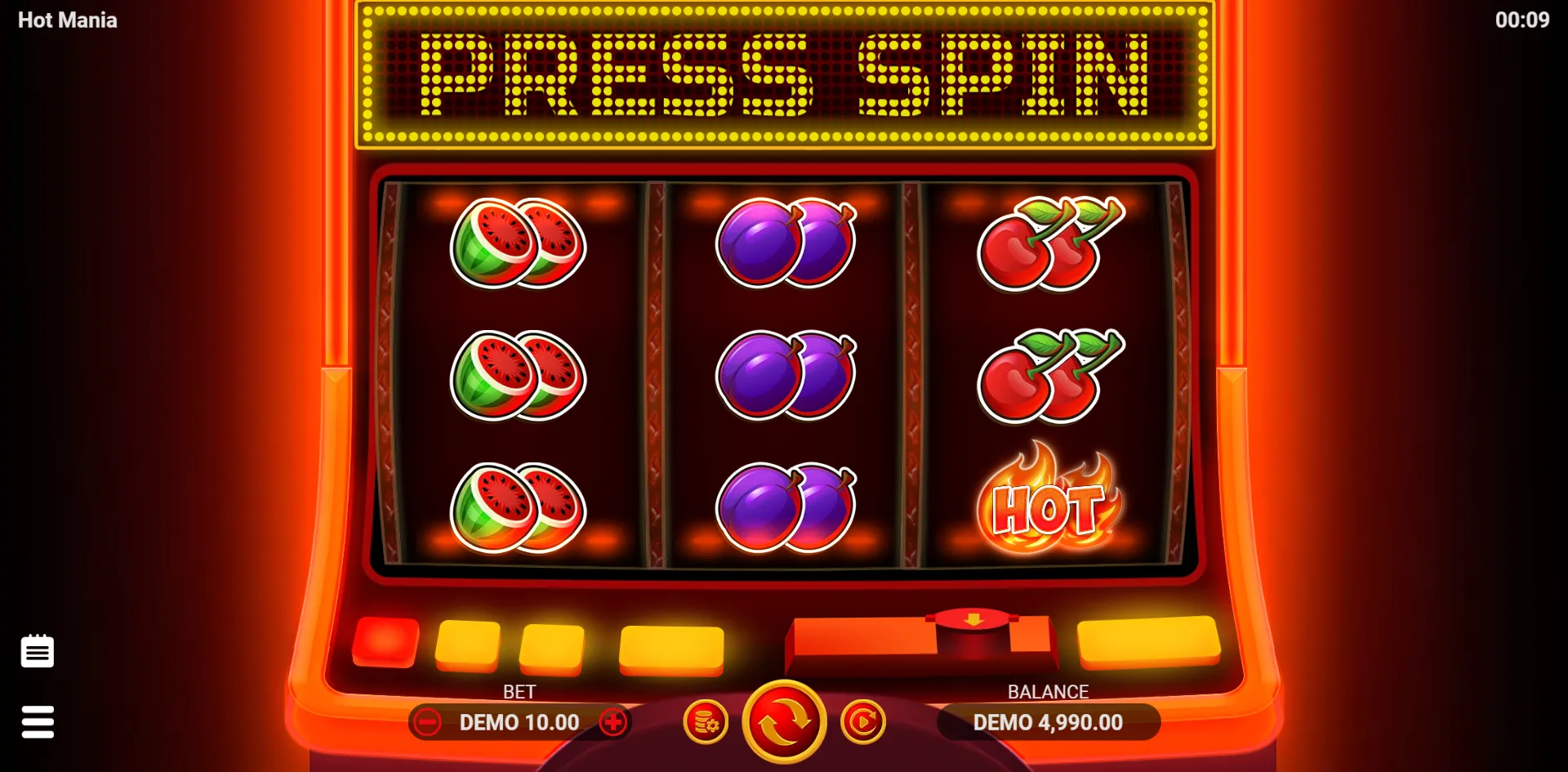 Hot Mania slot gameplay screenshot