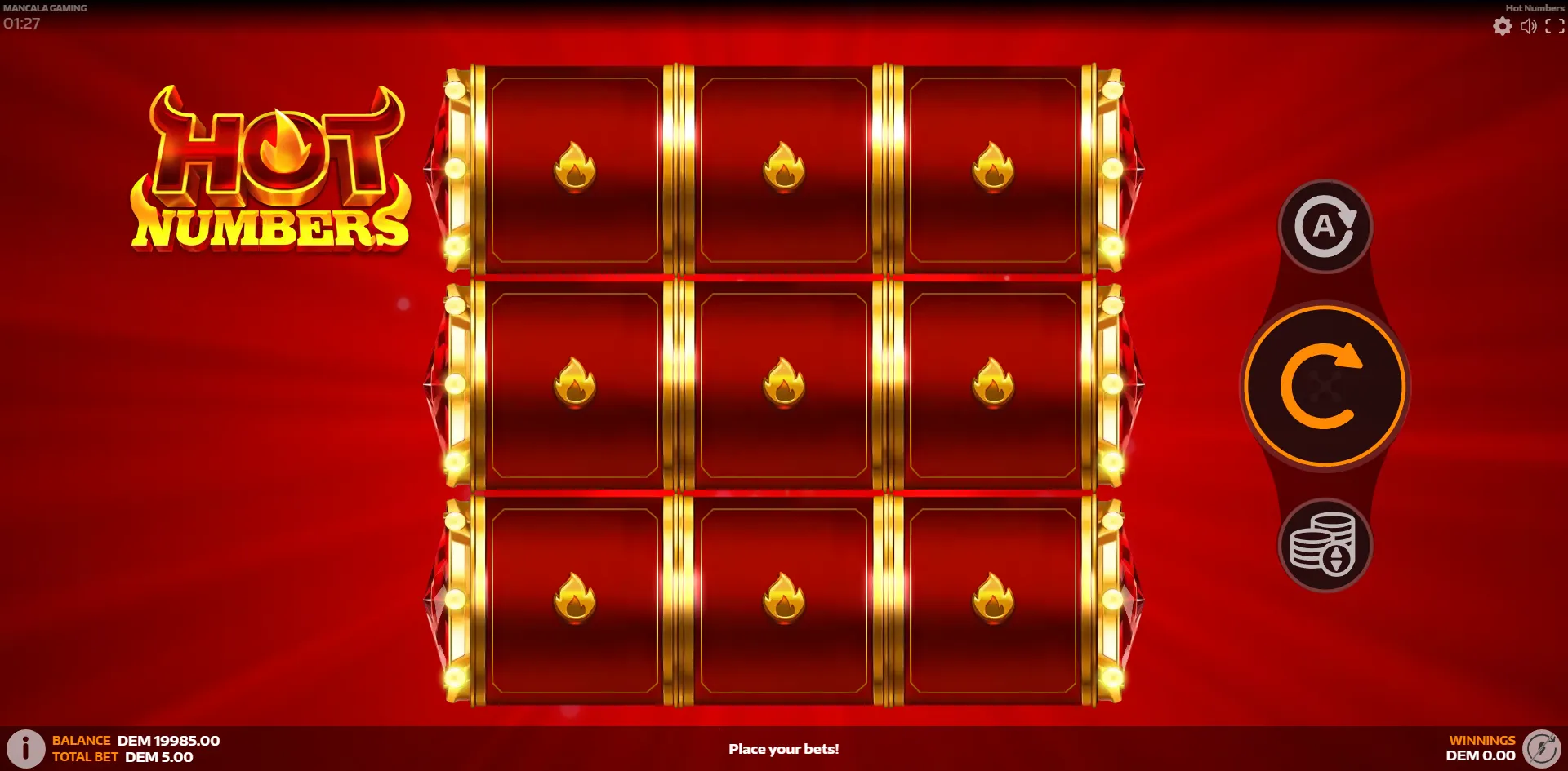 Hot Numbers slot gameplay screenshot