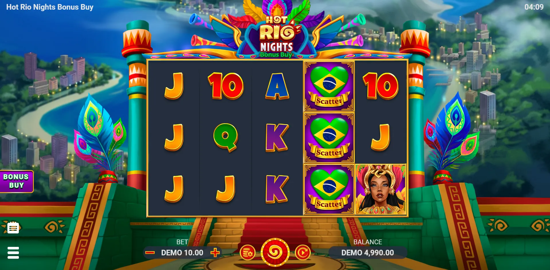 Hot Rio Nights Bonus Buy slot gameplay screenshot