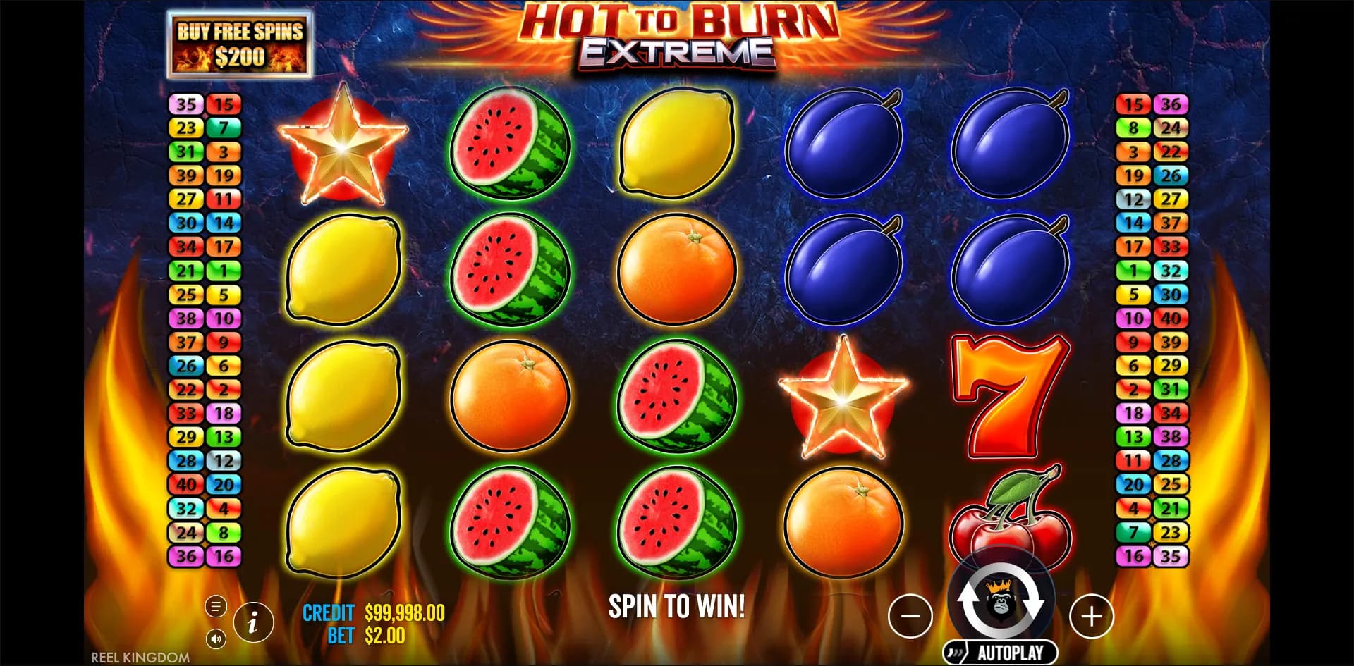 Hot to Burn Extreme slot gameplay screenshot
