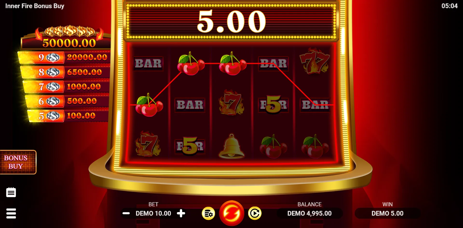 Inner Fire Bonus Buy slot gameplay screenshot
