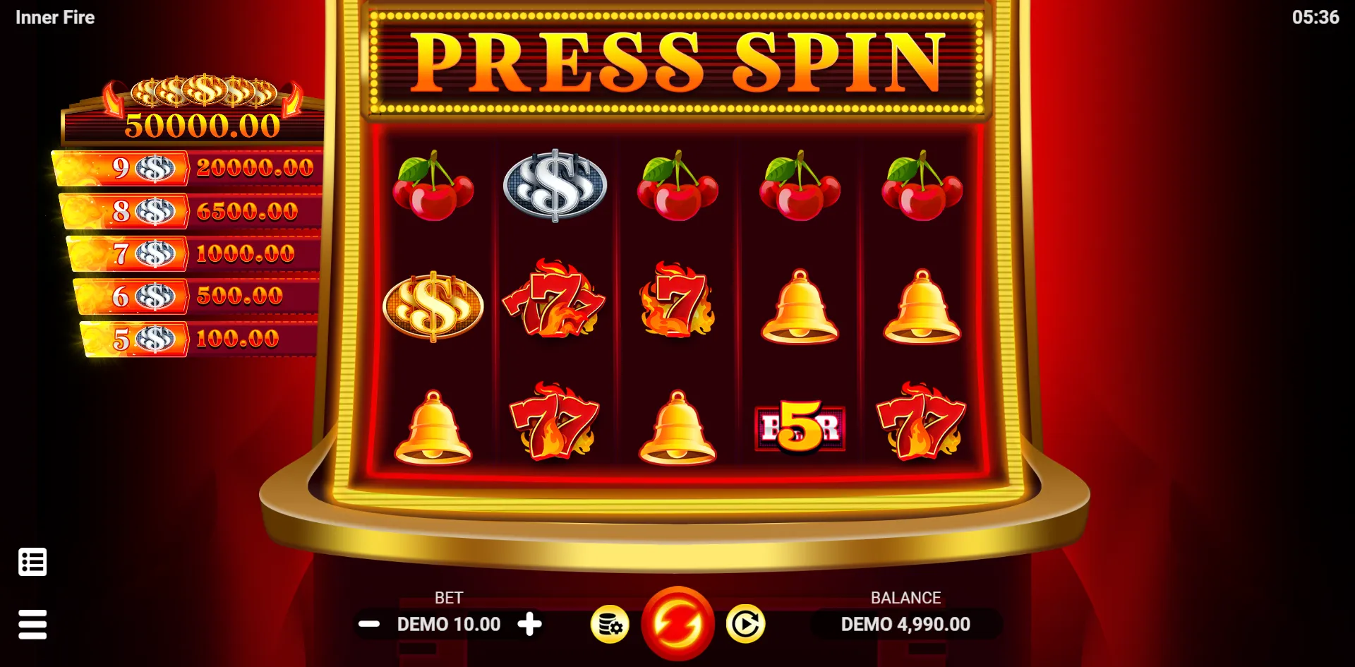Inner Fire slot gameplay screenshot