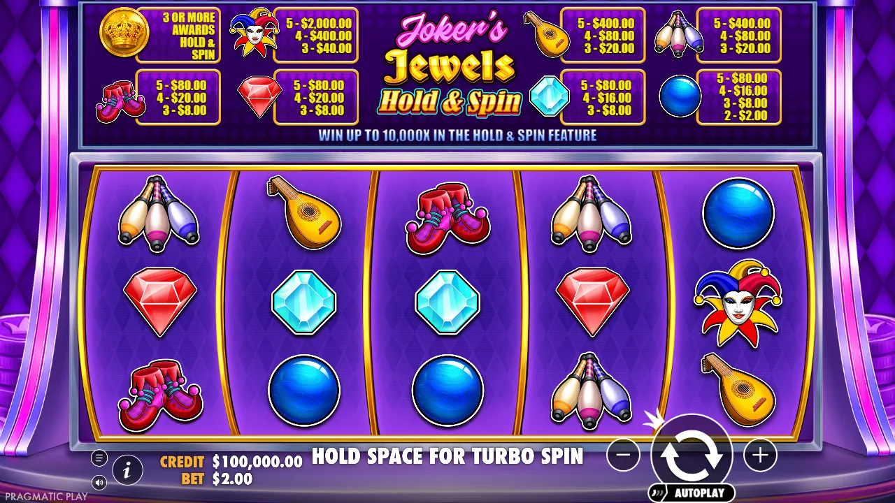 Joker's Jewels Hold & Spin slot gameplay screenshot