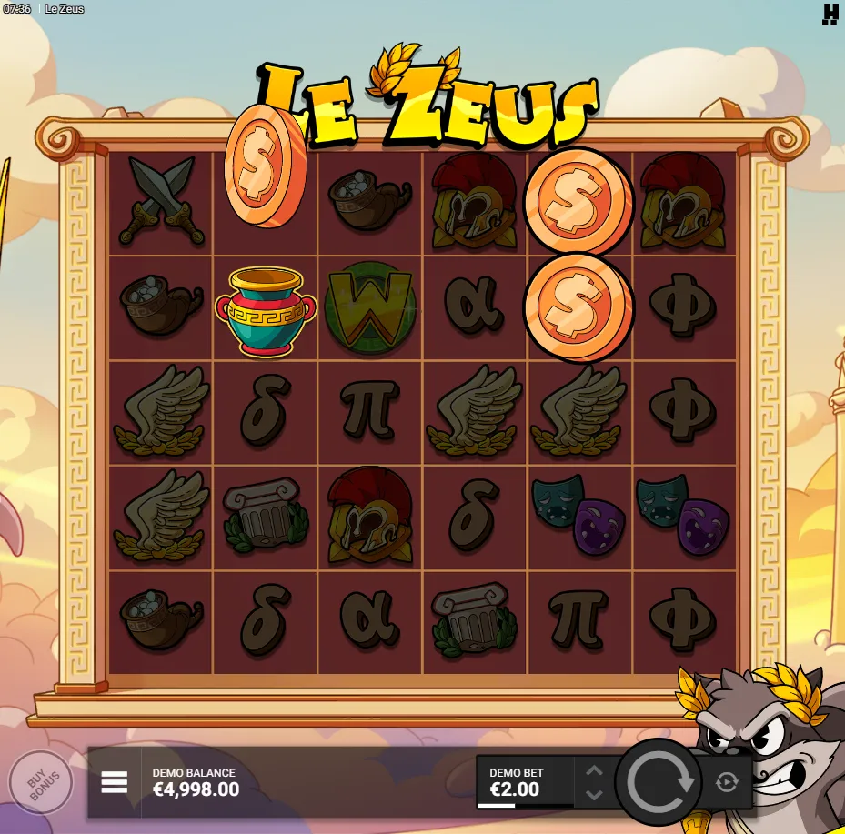 Le Zeus slot gameplay screenshot