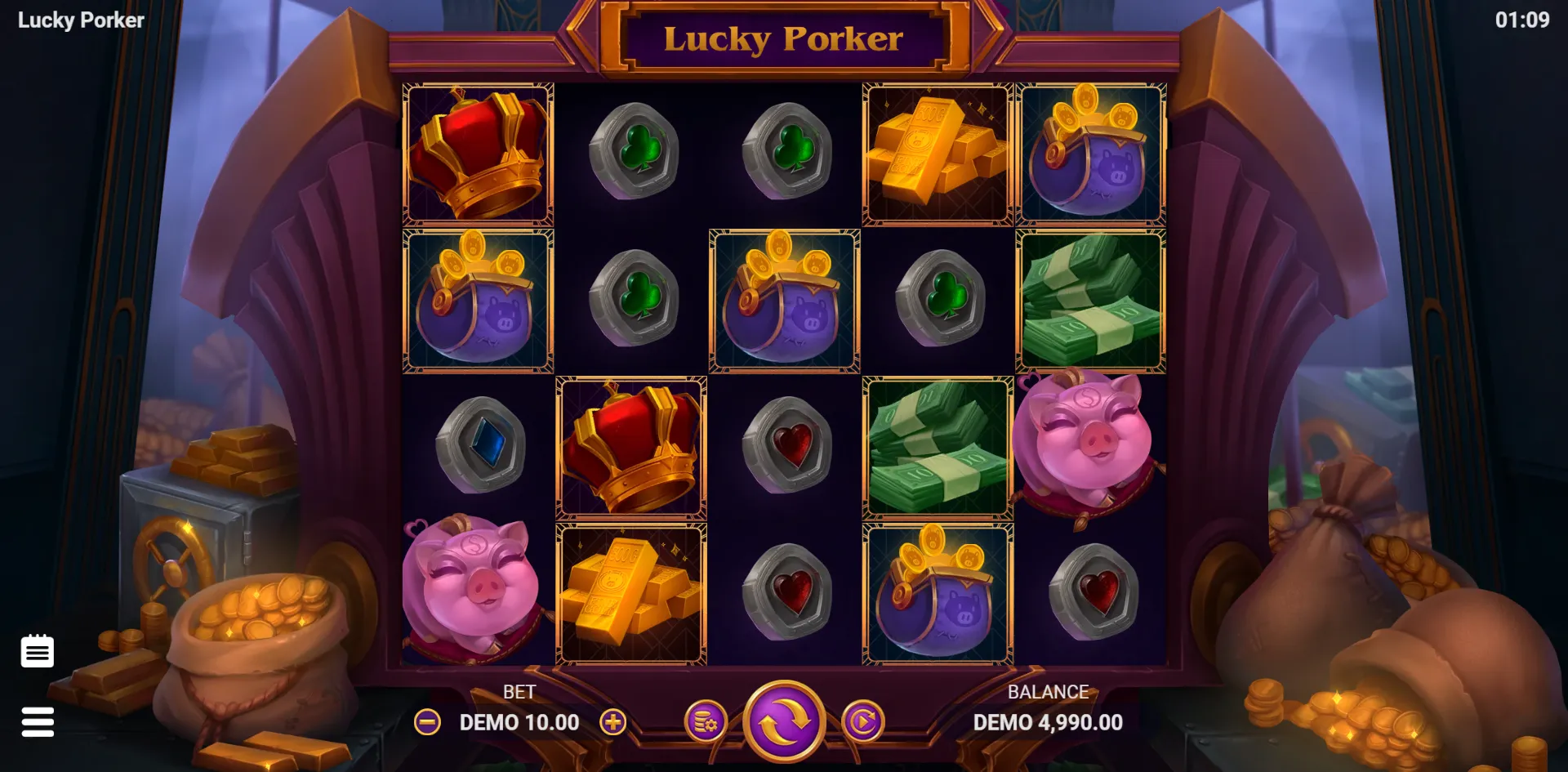 Lucky Porker slot gameplay screenshot