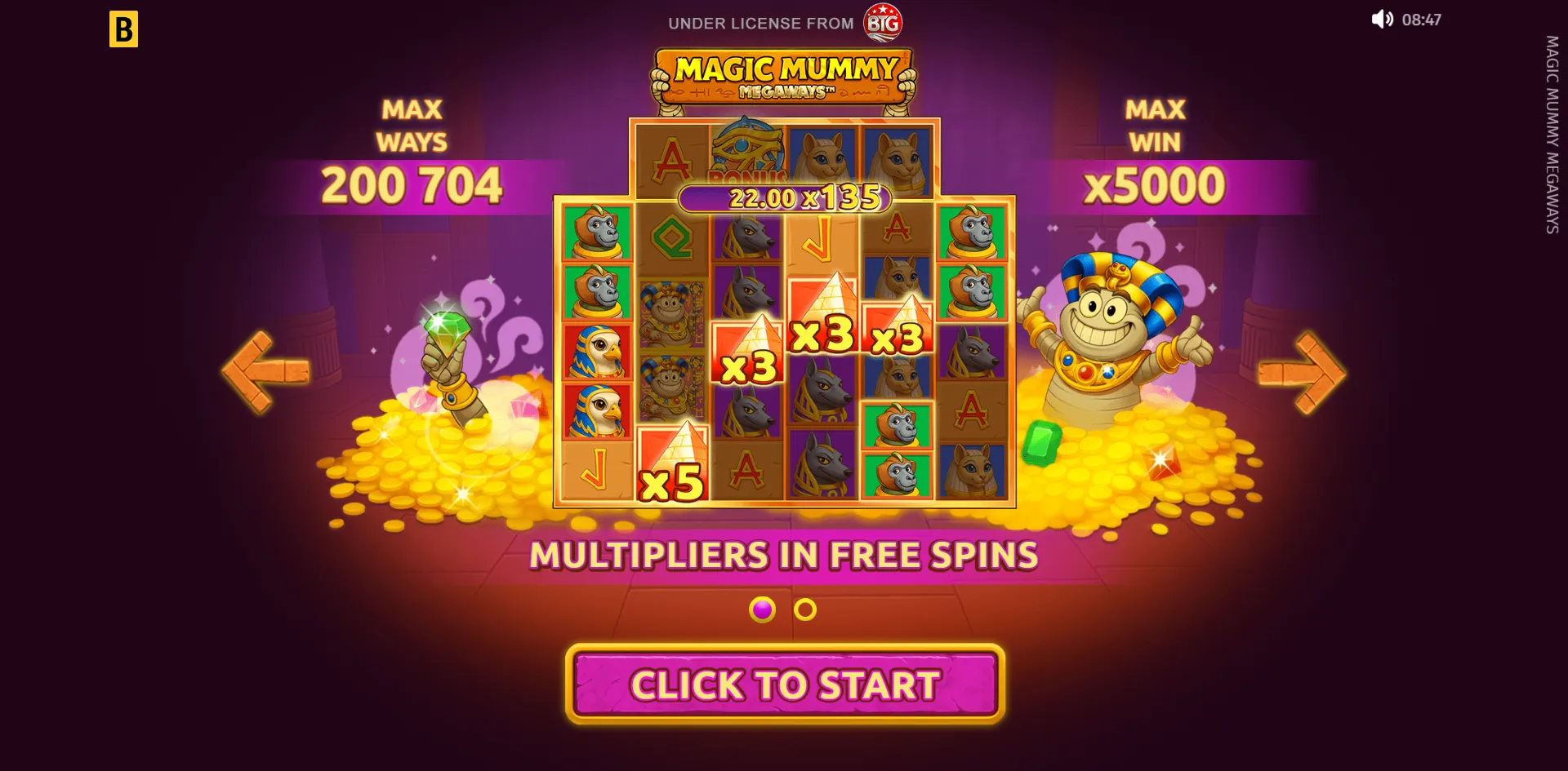 Magic Mummy Megaways slot gameplay screenshot