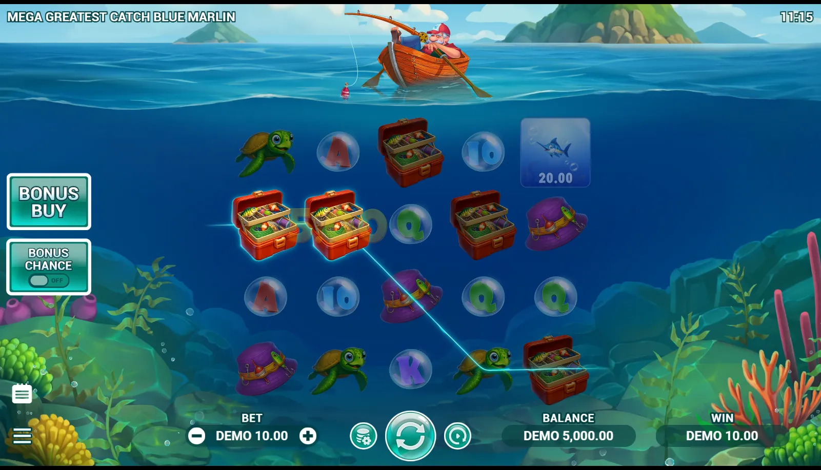 Mega Greatest Catch: Blue Marlin slot gameplay screenshot