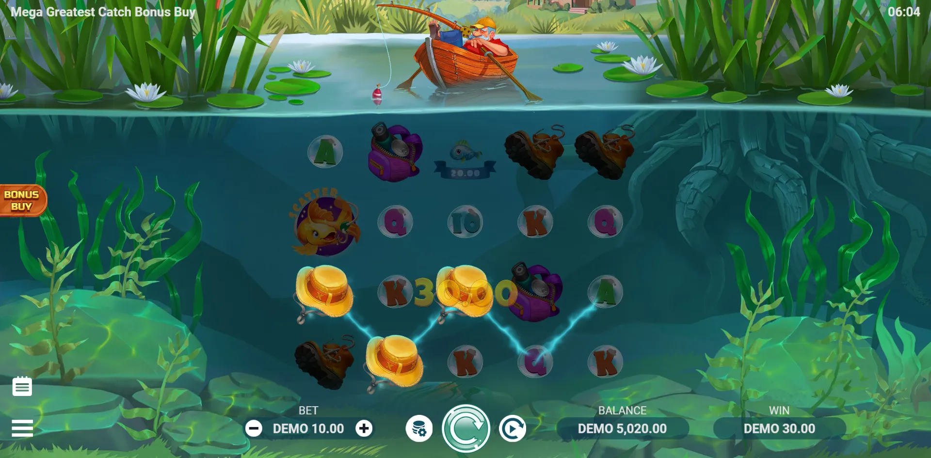 Mega Greatest Catch Bonus Buy slot gameplay screenshot