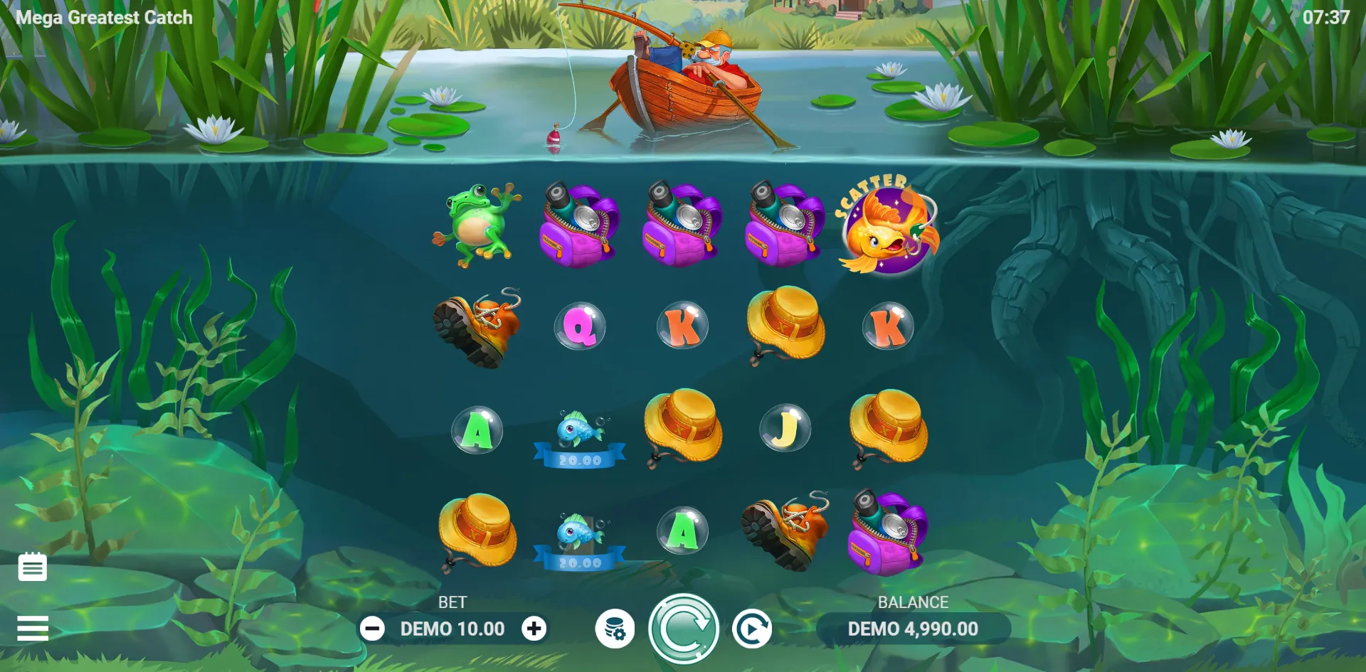Mega Greatest Catch slot gameplay screenshot