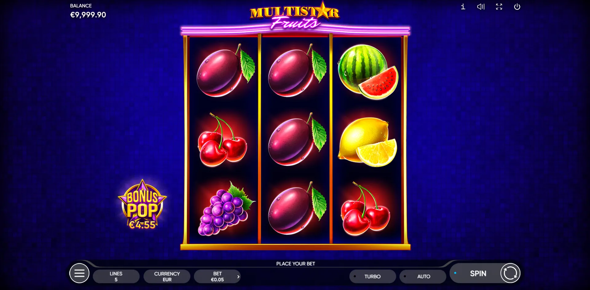 Multistar Fruits slot gameplay screenshot