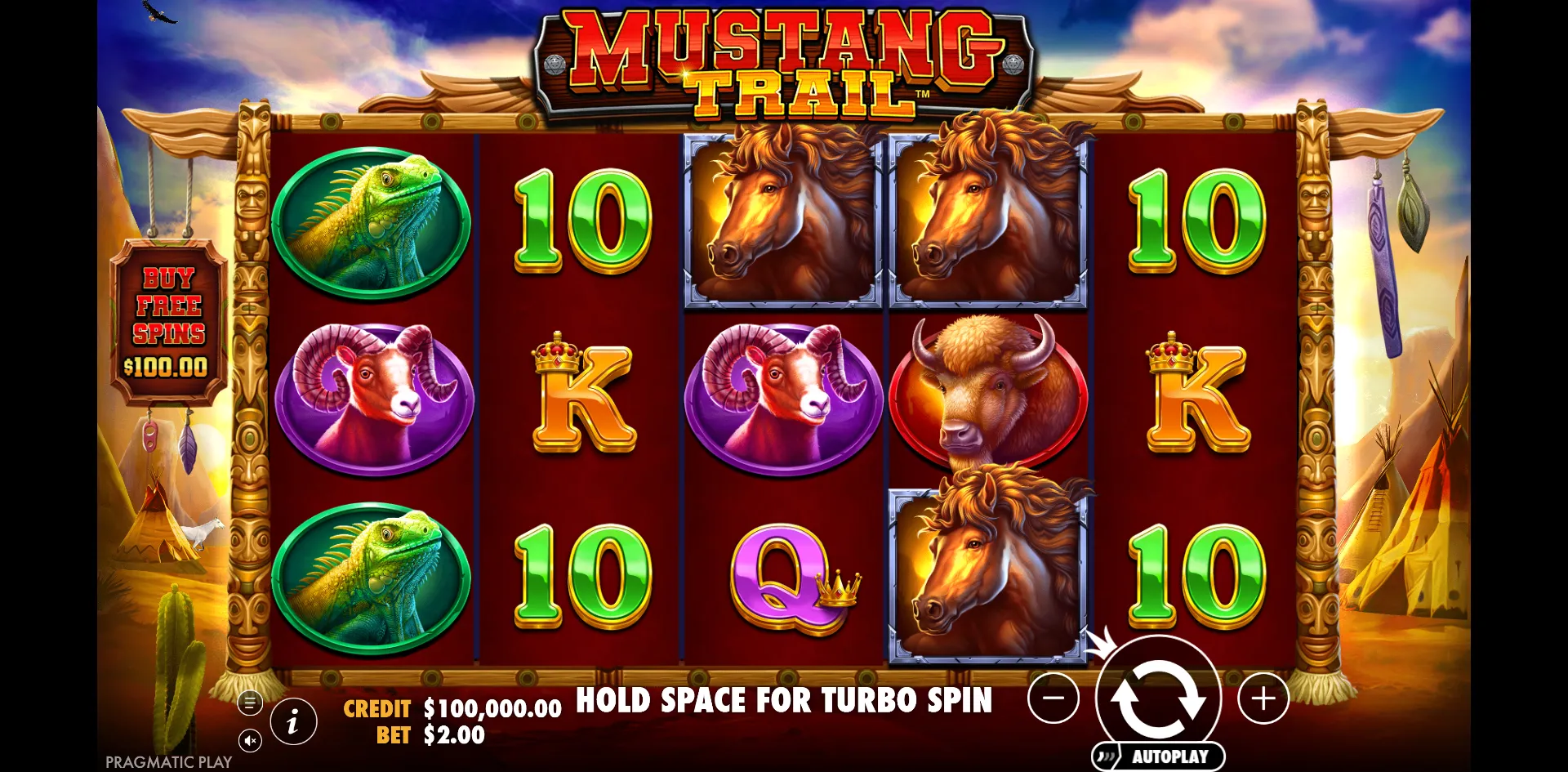 Mustang Trail slot gameplay screenshot