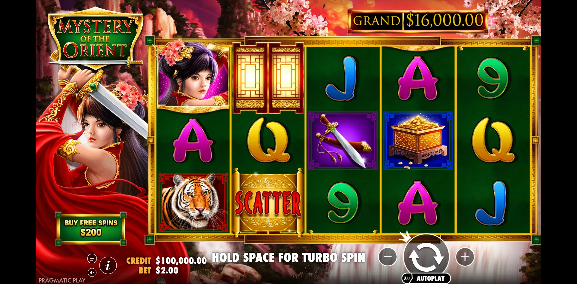 Mystery of the Orient slot gameplay screenshot