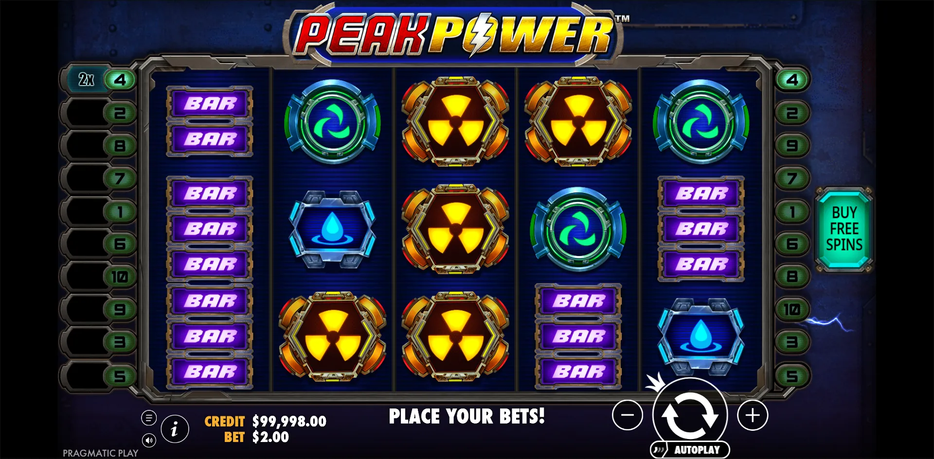 Peak Power slot gameplay screenshot