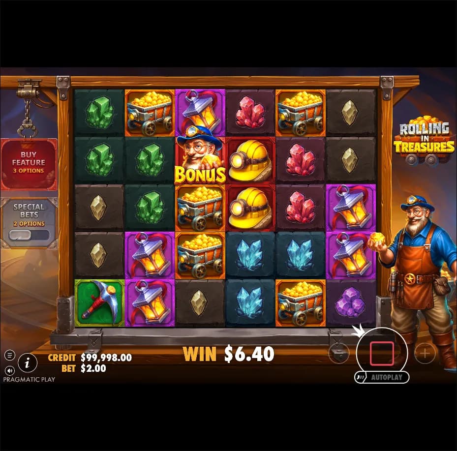 Rolling in Treasures slot gameplay screenshot