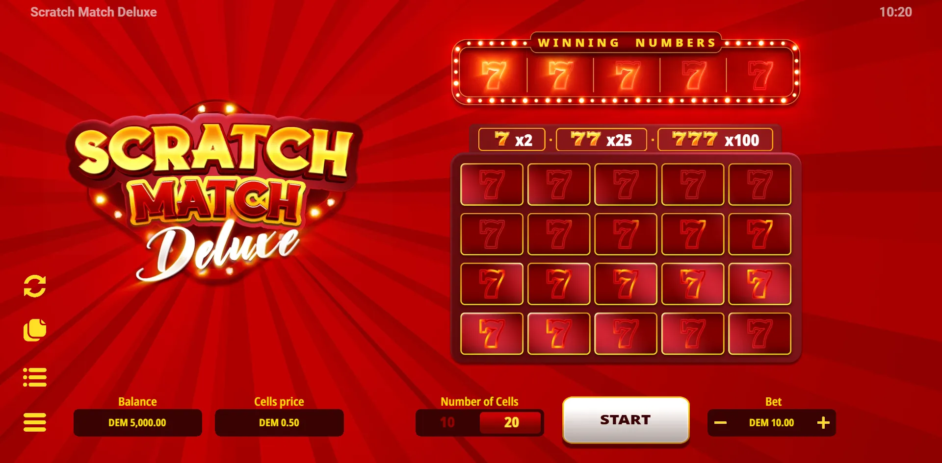 Scratch Match Deluxe slot gameplay screenshot