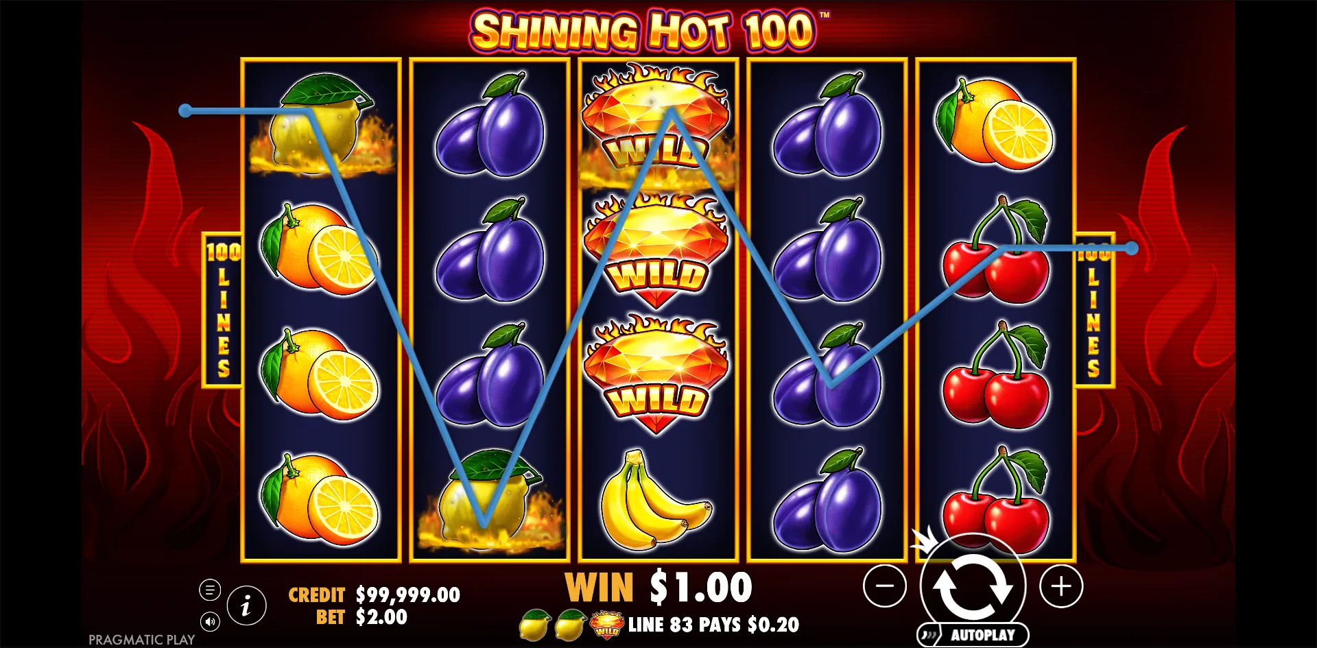 Shining Hot 100 slot gameplay screenshot