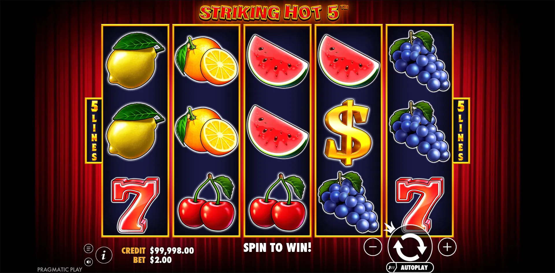 Striking Hot 5 slot gameplay screenshot
