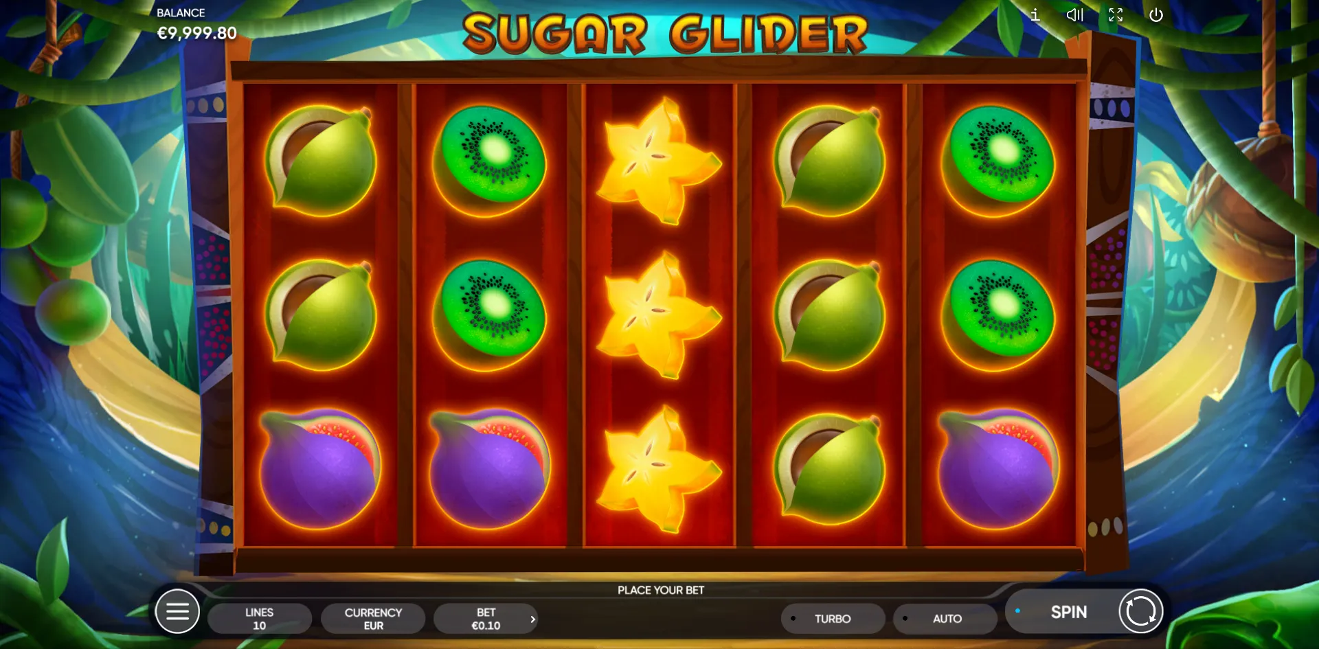 Sugar Glider reels showing fruit symbols