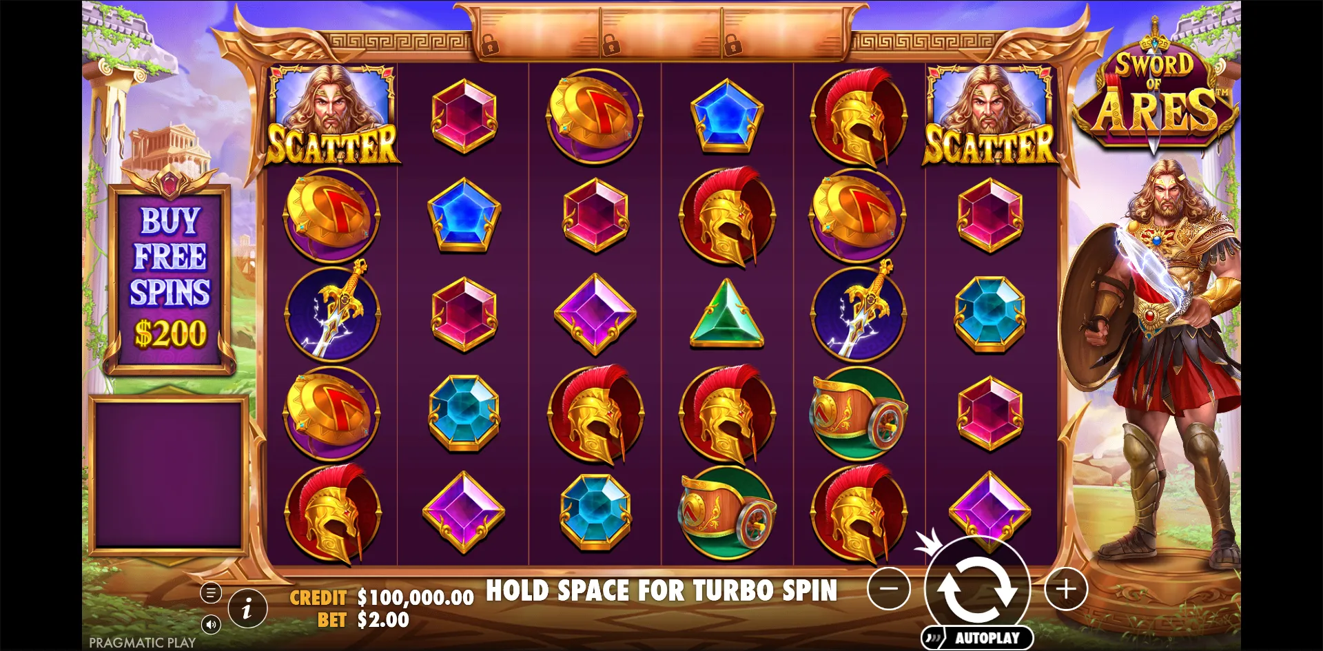 Sword of Ares slot gameplay screenshot