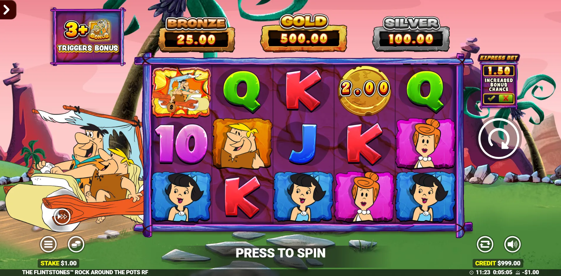 The Flintstones Rock Around The Pots slot gameplay screenshot