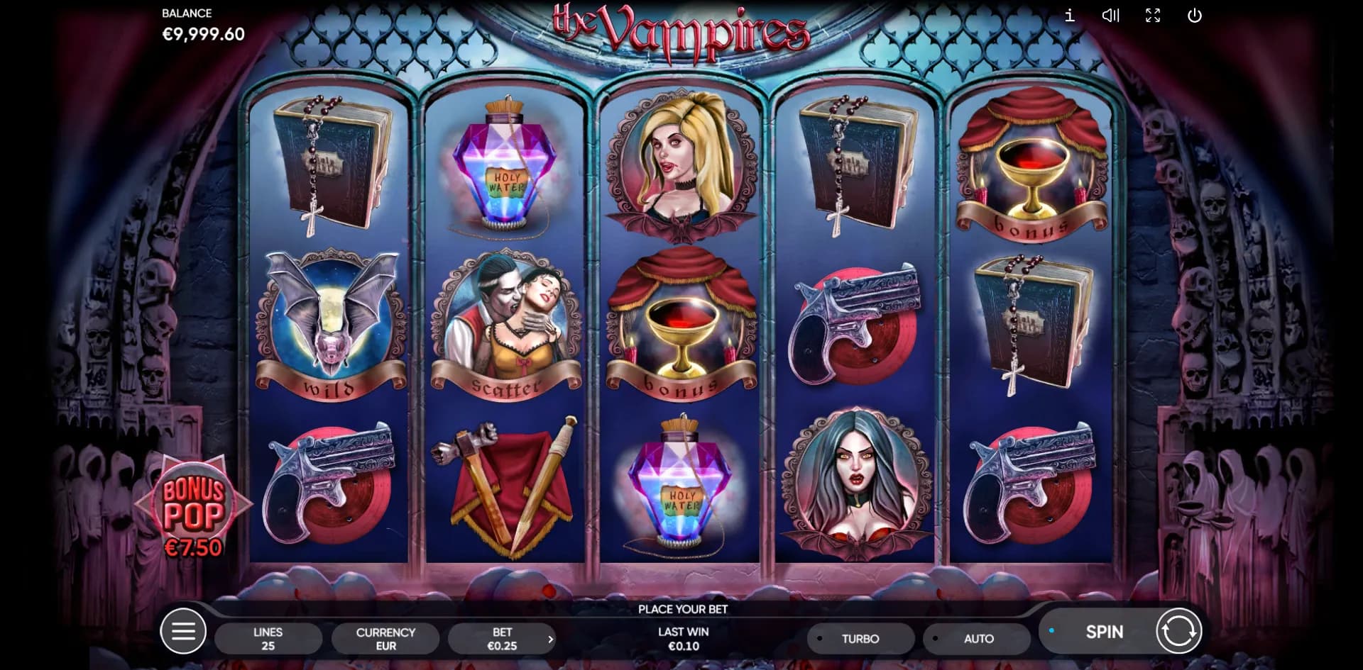 The Vampires slot gameplay screenshot