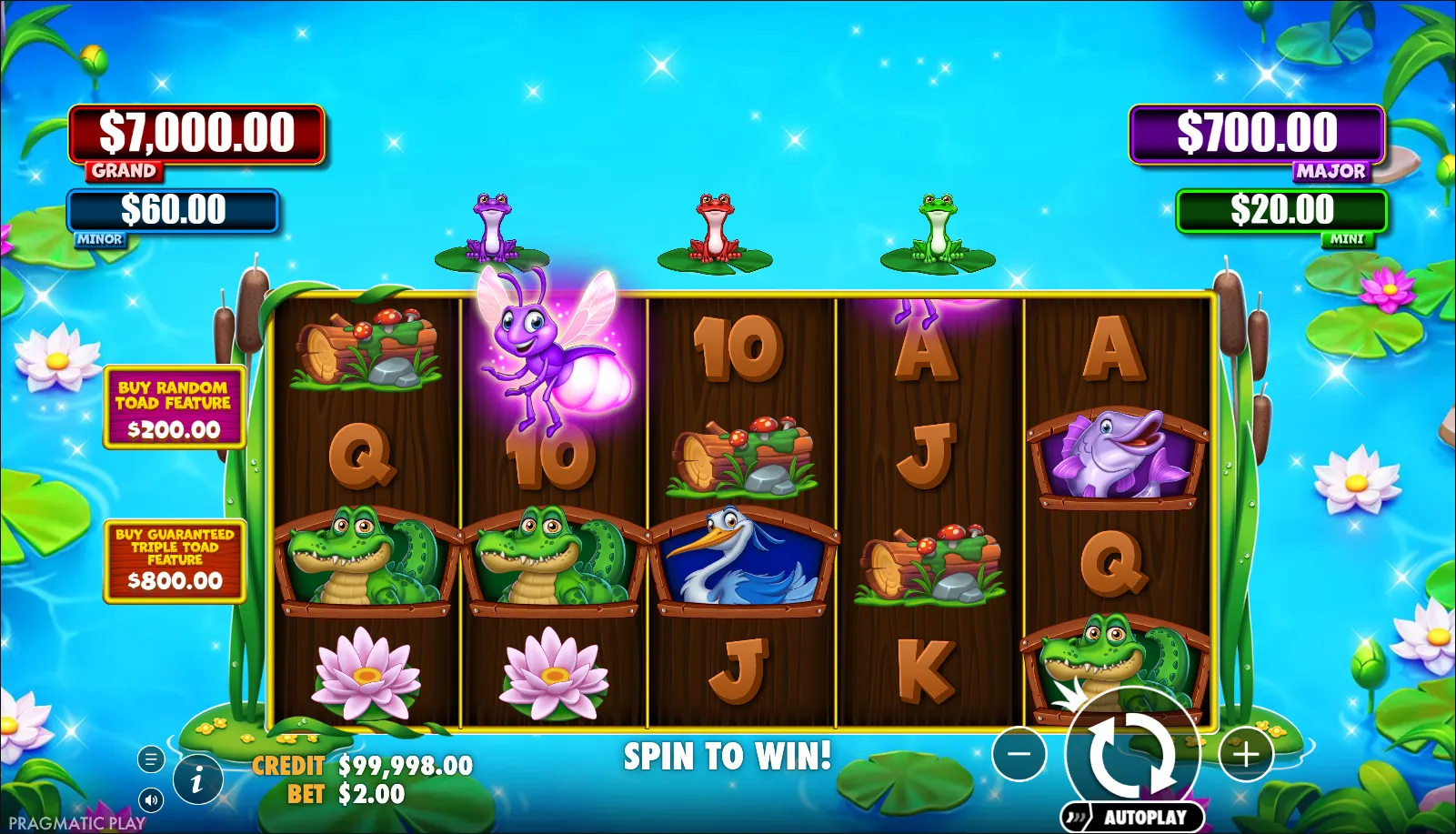 Tiny Toads slot gameplay screenshot