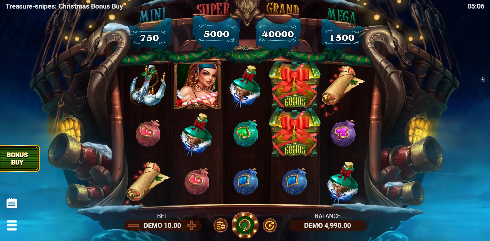 Treasure-snipes: Christmas Bonus Buy slot gameplay screenshot